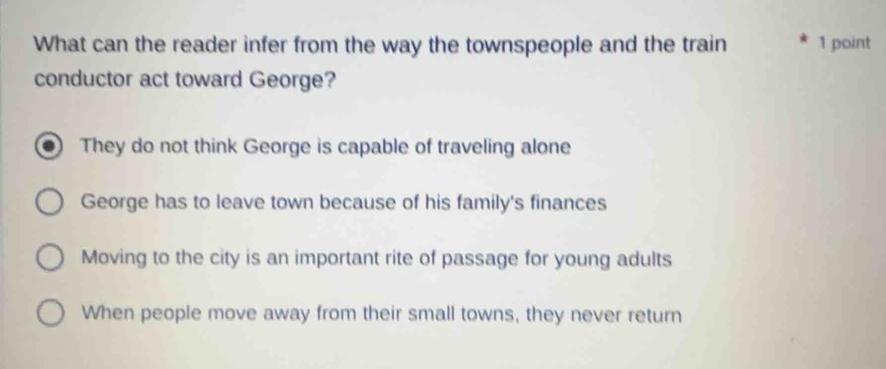 what can the reader infer from the way the townspeople and the train co…