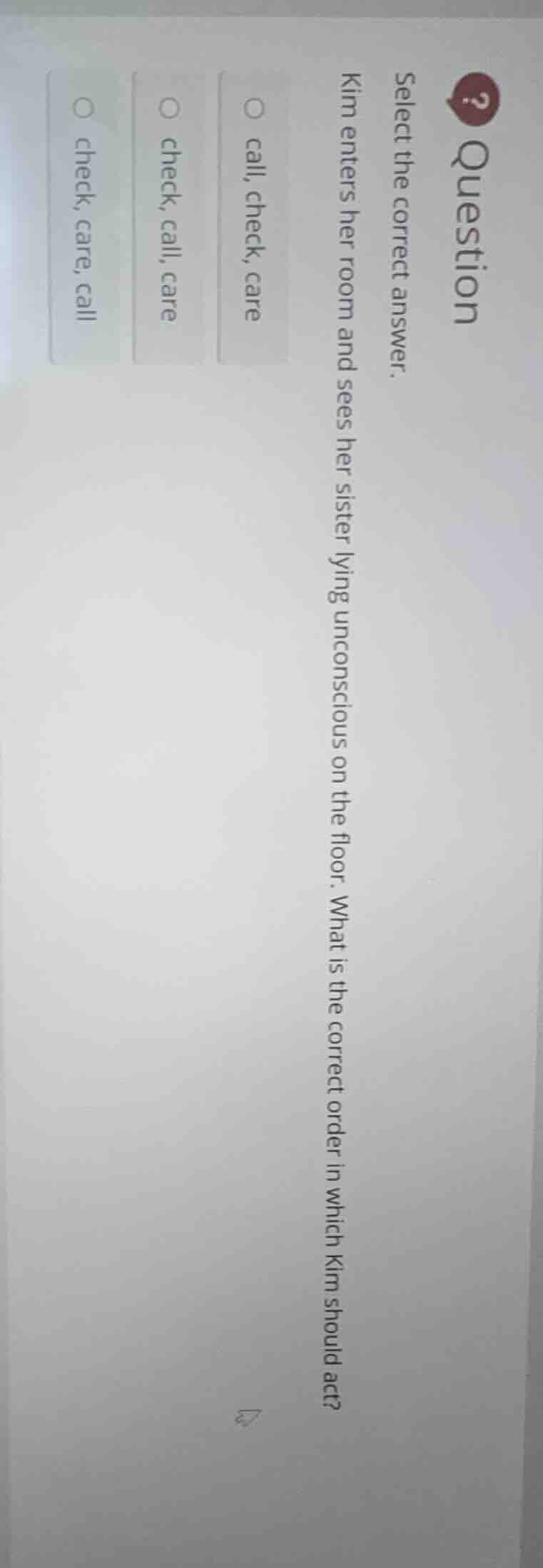 question select the correct answer. kim enters her room and sees her si…