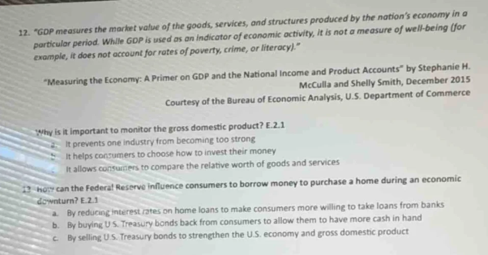 12. \gdp measures the market value of the goods, services, and structur…