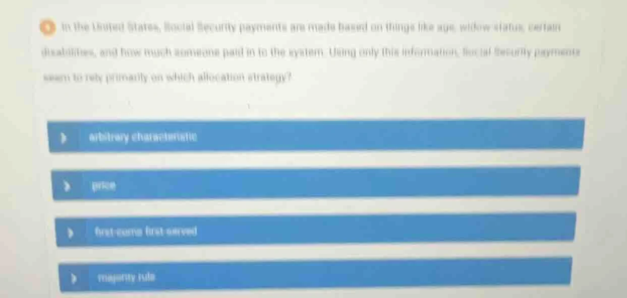 in the united states, social security payments are made based on things…
