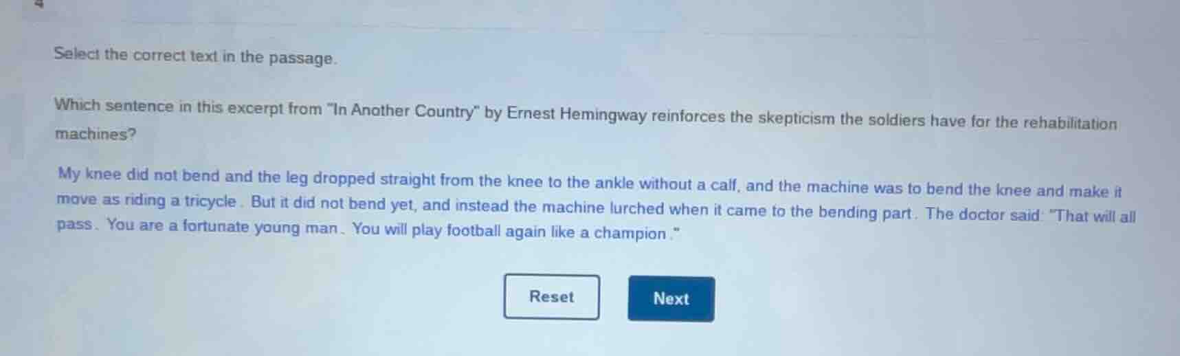 select the correct text in the passage. which sentence in this excerpt …