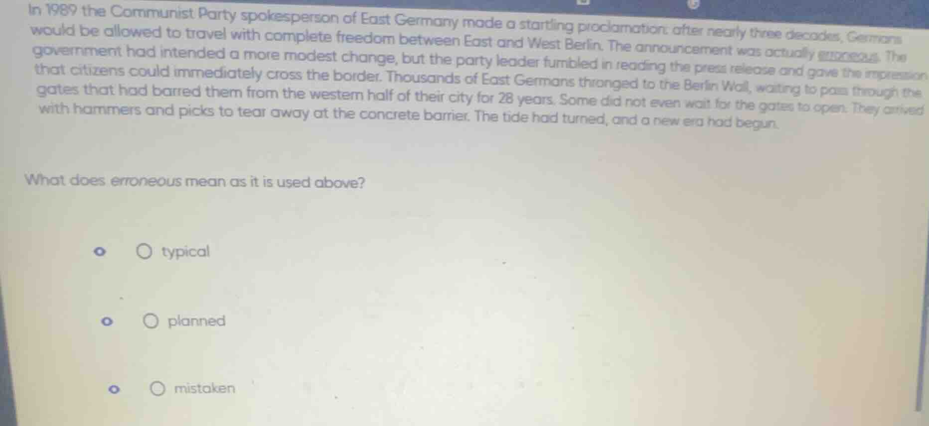 in 1989 the communist party spokesperson of east germany made a startli…