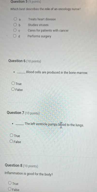 question 5 (5 points) which best describes the role of an oncology nurs…