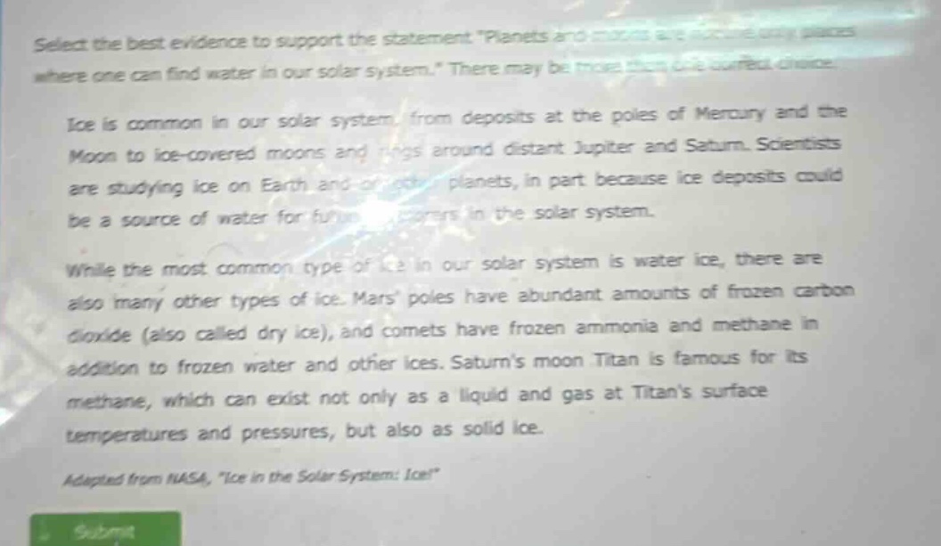 select the best evidence to support the statement \planets and moons ar…