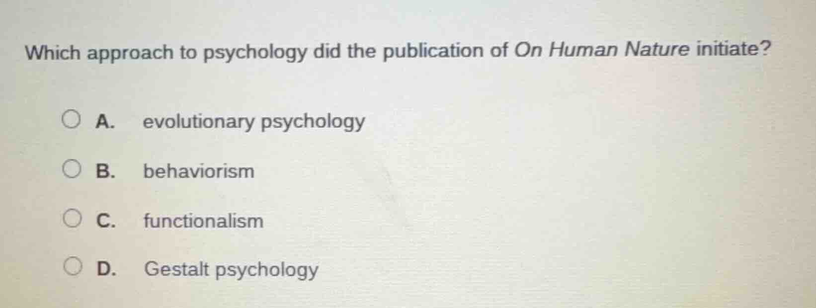 which approach to psychology did the publication of on human nature ini…