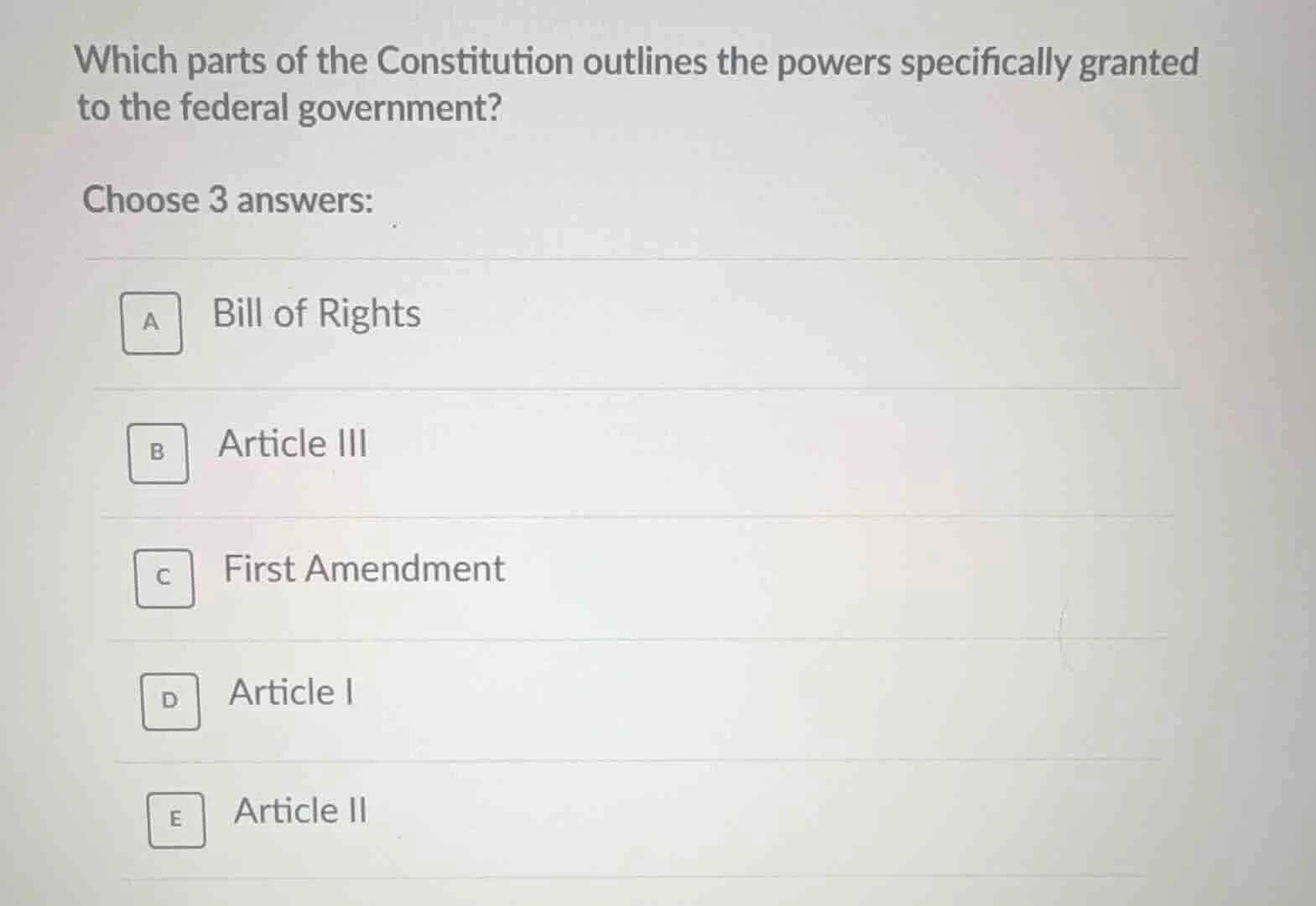 which parts of the constitution outlines the powers specifically grante…