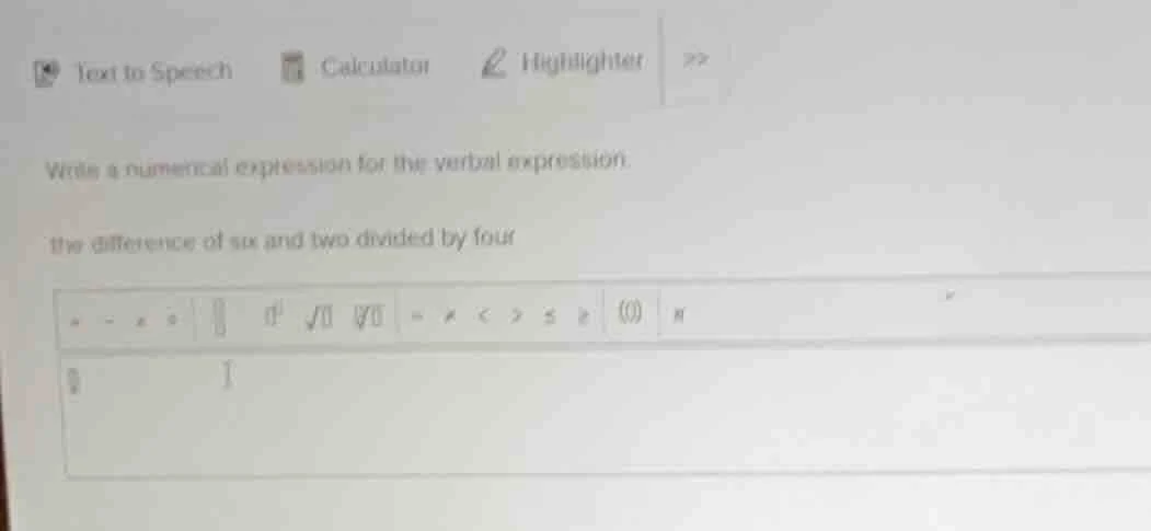 write a numerical expression for the verbal expression. the difference …
