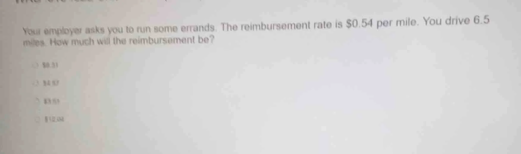your employer asks you to run some errands. the reimbursement rate is $…