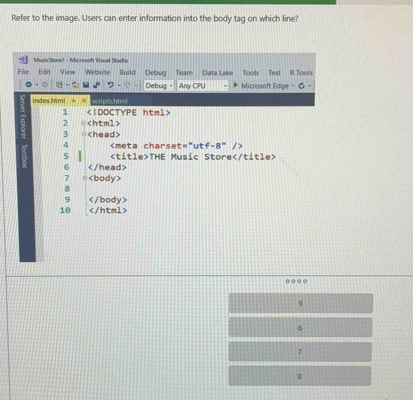 refer to the image. users can enter information into the body tag on wh…