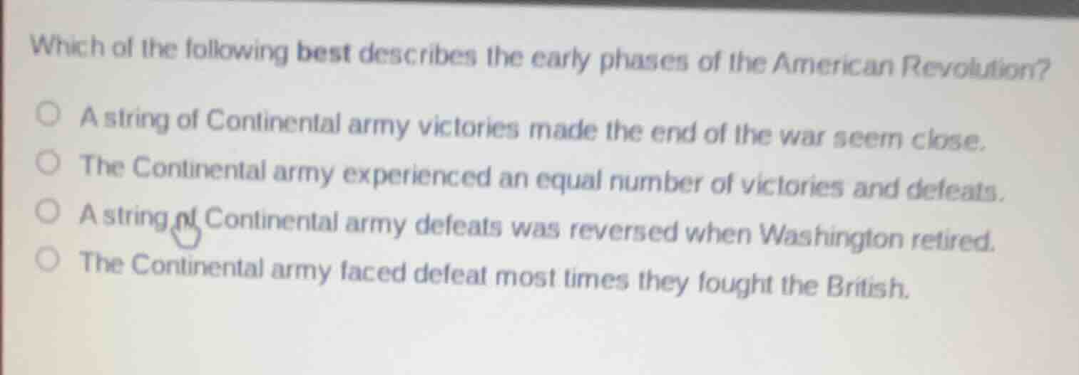 which of the following best describes the early phases of the american …