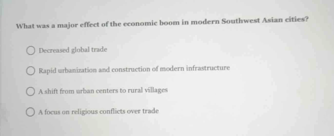 what was a major effect of the economic boom in modern southwest asian …