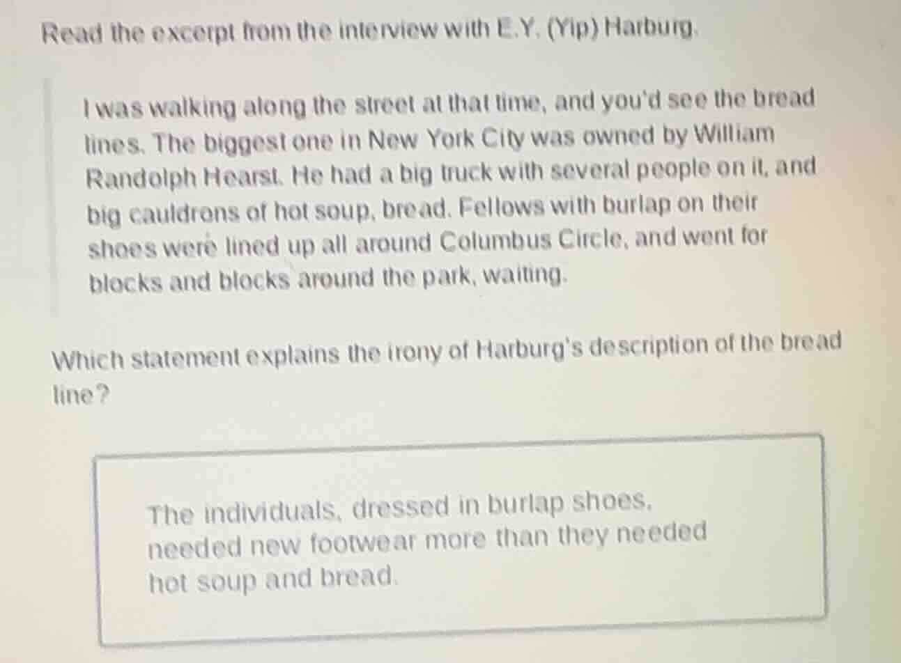 read the excerpt from the interview with e.y. (yip) harburg. i was walk…