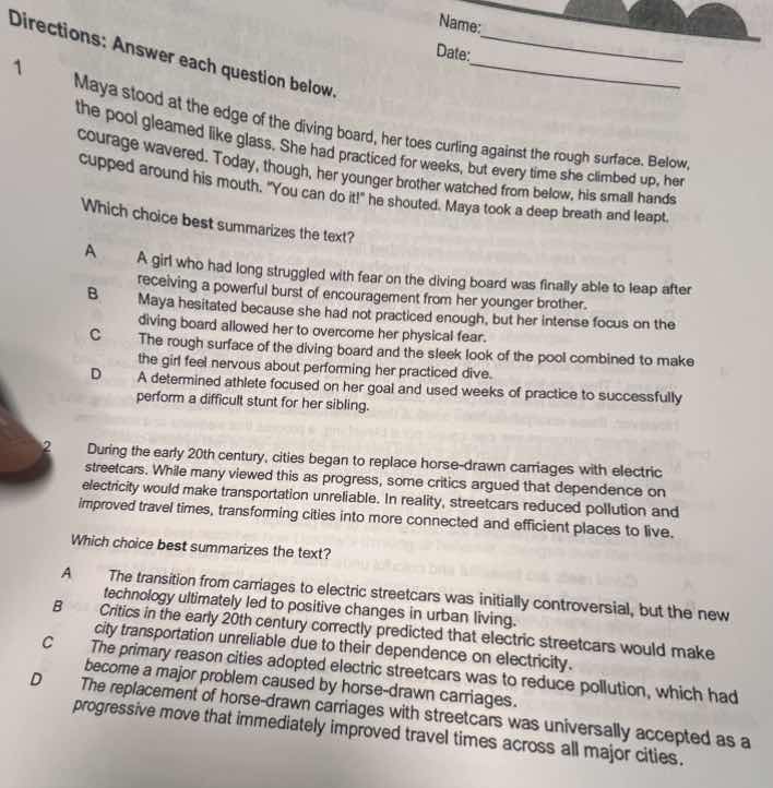 directions: answer each question below. 1 maya stood at the edge of the…