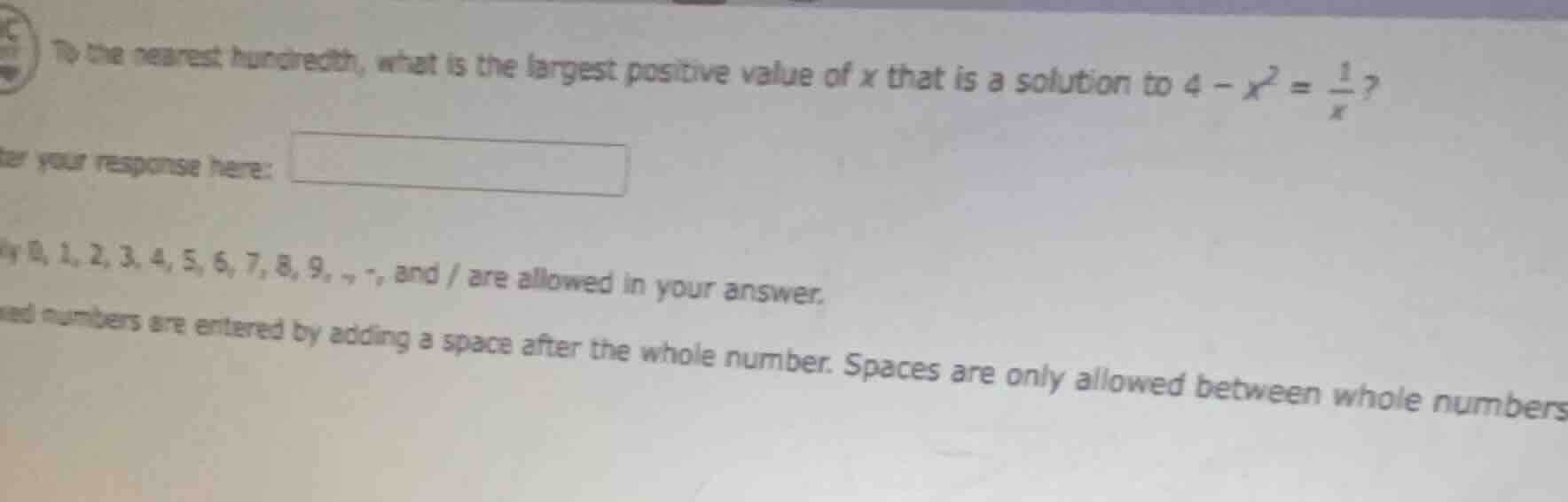 to the nearest hundredth, what is the largest positive value of x that …