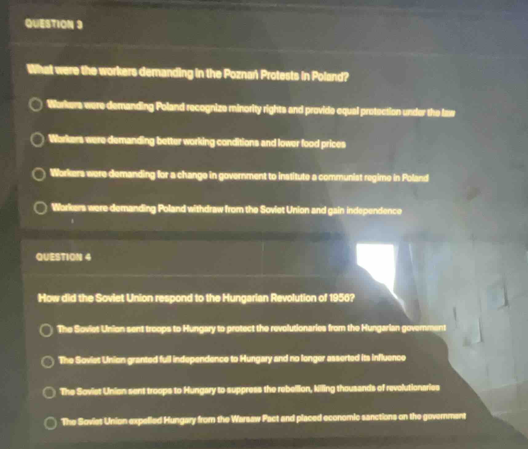 question 3 what were the workers demanding in the poznan protests in po…