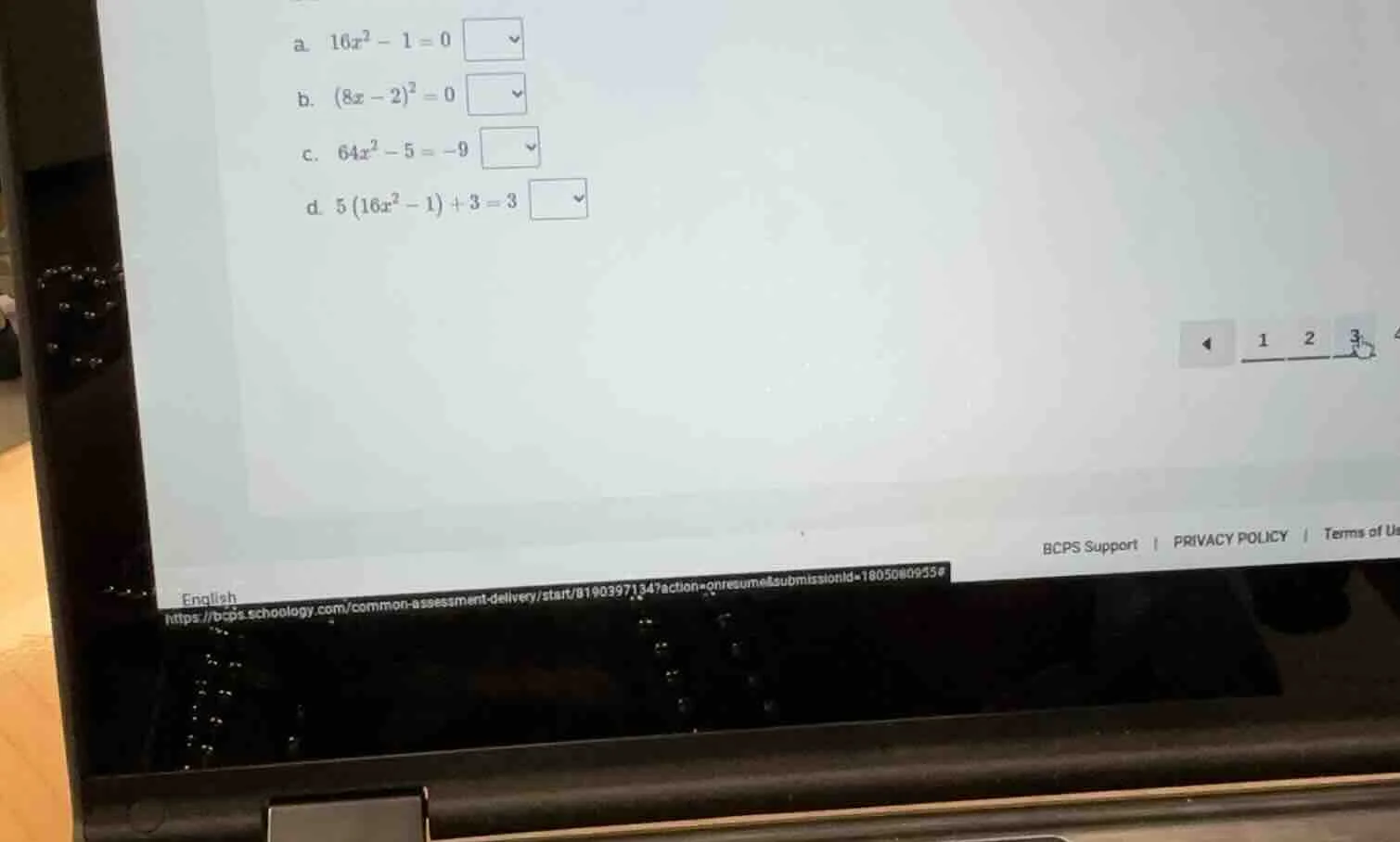 a. $16x^2 - 1 = 0$ b. $(8x - 2)^2 = 0$ c. $64x^2 - 5 = -9$ d. $5(16x^2 …