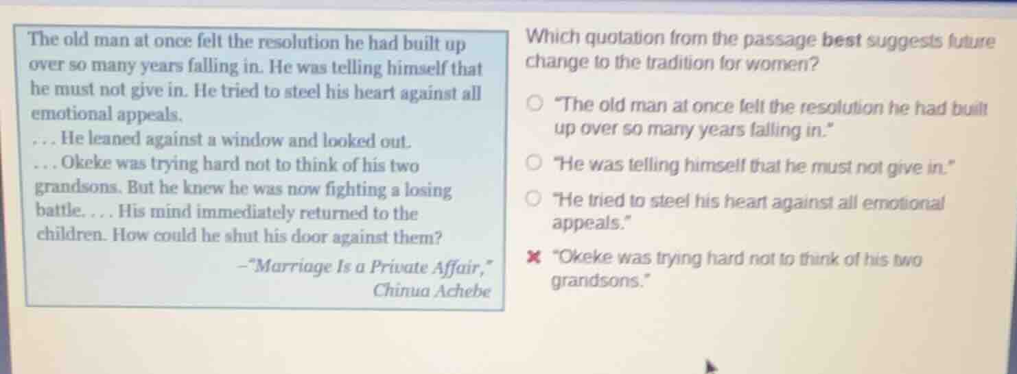 the old man at once felt the resolution he had built up over so many ye…