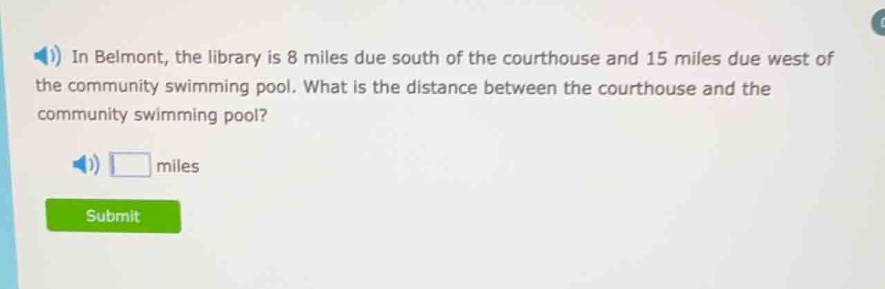 in belmont, the library is 8 miles due south of the courthouse and 15 m…