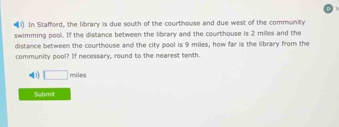 in stafford, the library is due south of the courthouse and due west of…