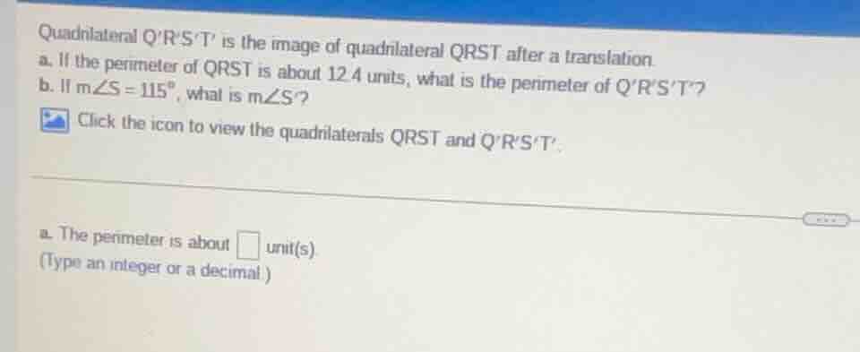 quadrilateral qrst is the image of quadrilateral qrst after a translati…