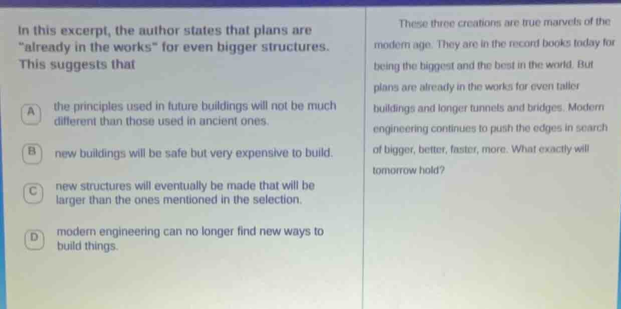in this excerpt, the author states that plans are \already in the works…