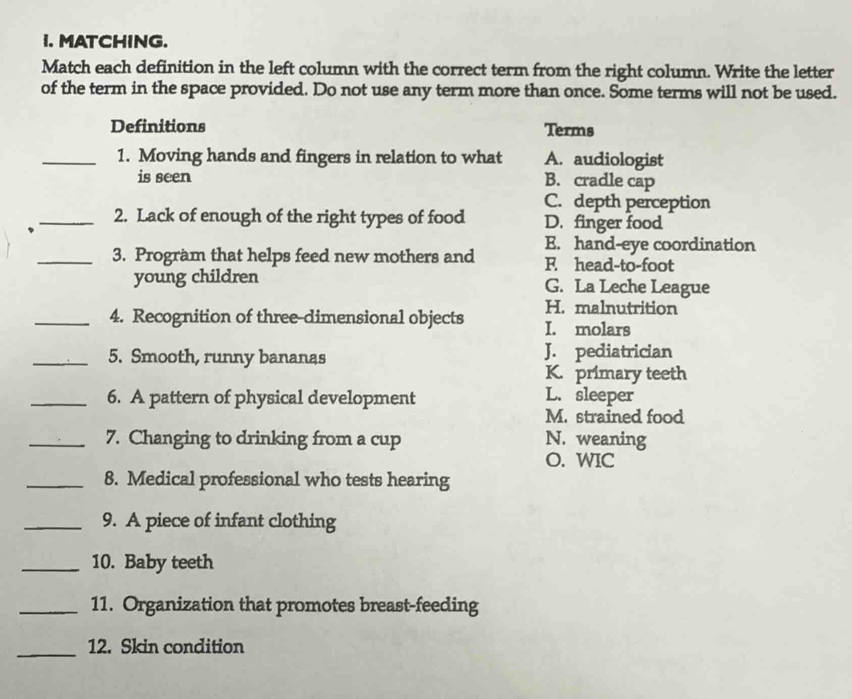 i. matching. match each definition in the left column with the correct …