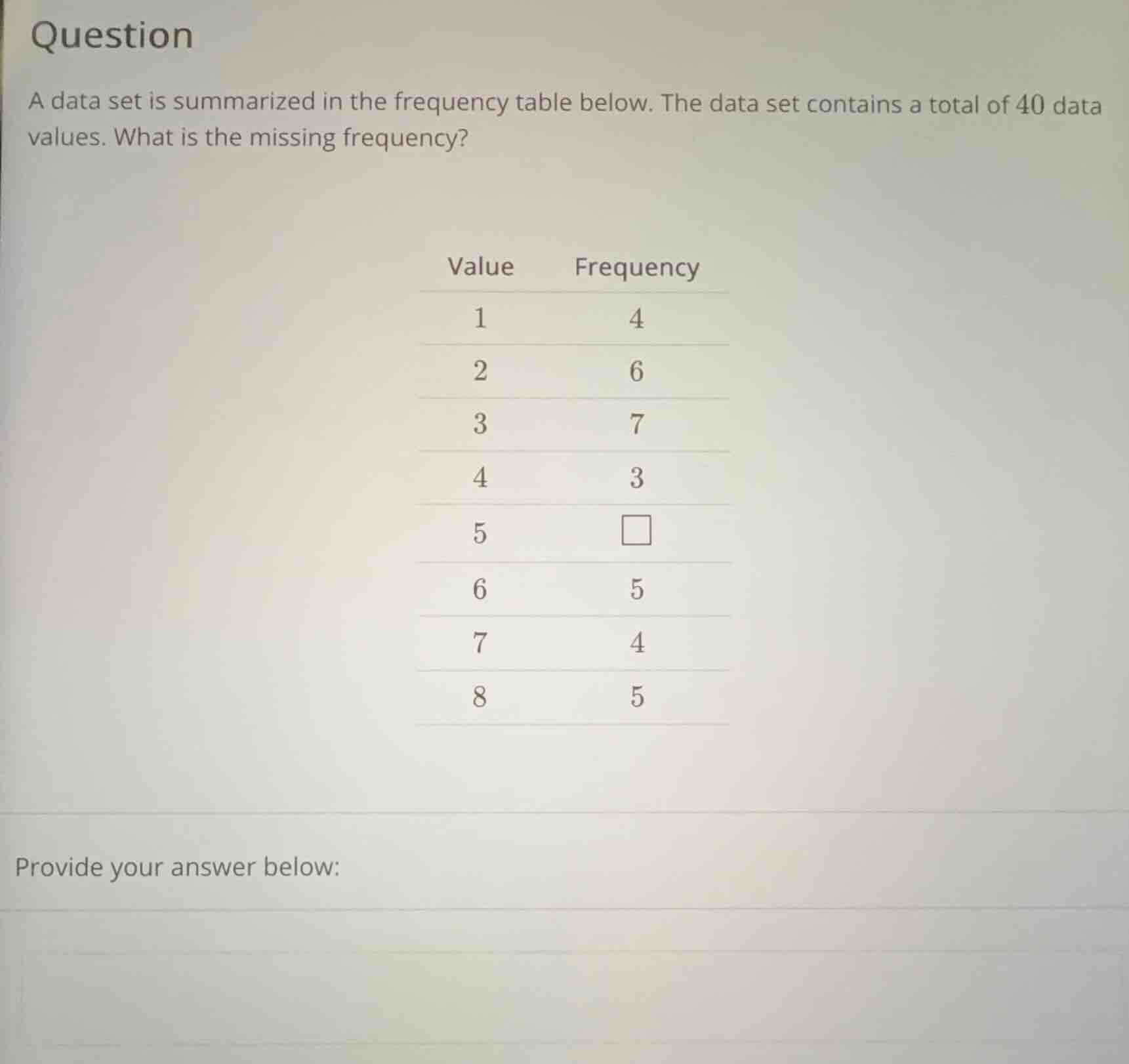 question a data set is summarized in the frequency table below. the dat…