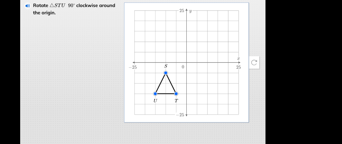 rotate △stu 90° clockwise around the origin.