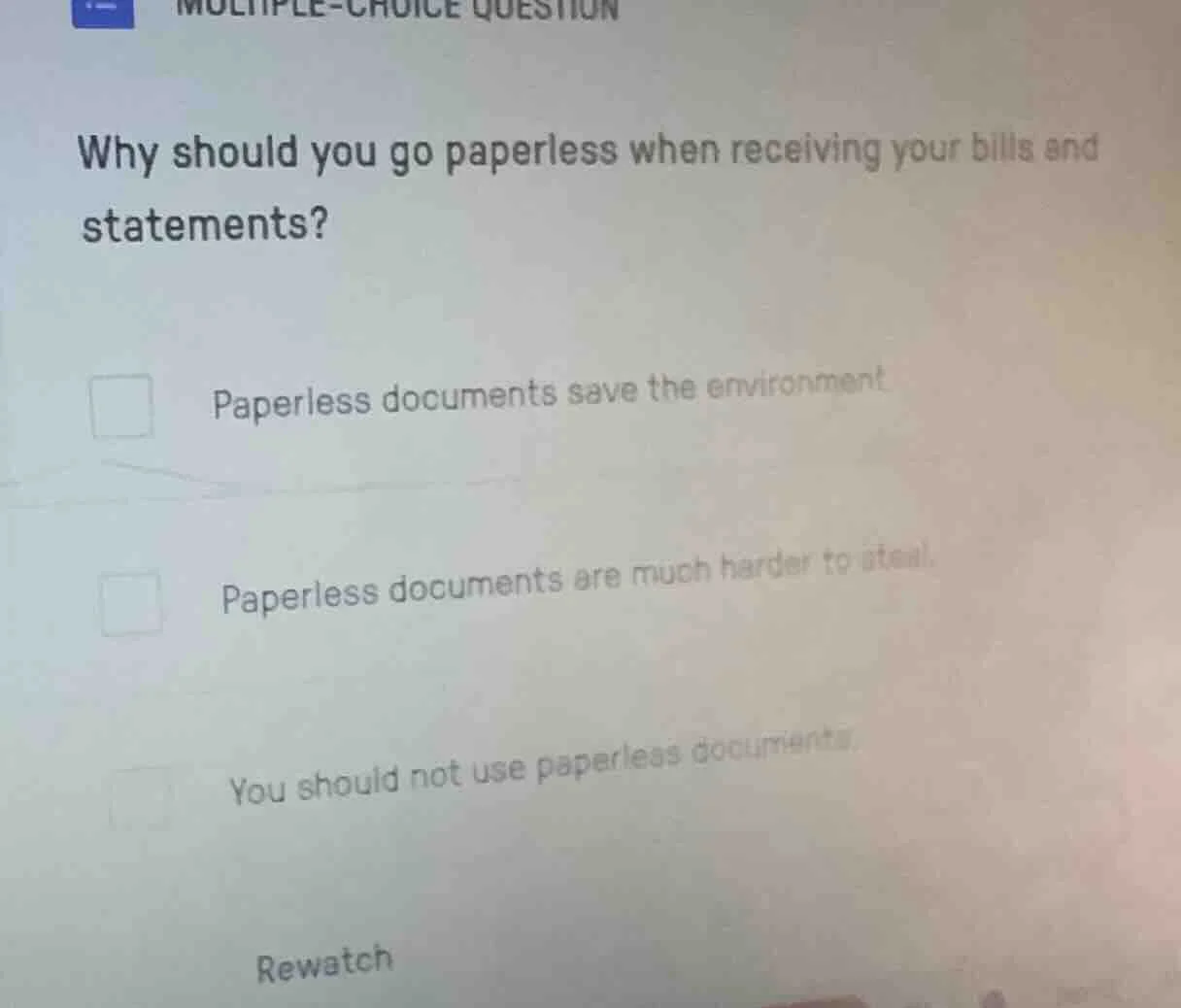 multiple-choice question why should you go paperless when receiving you…
