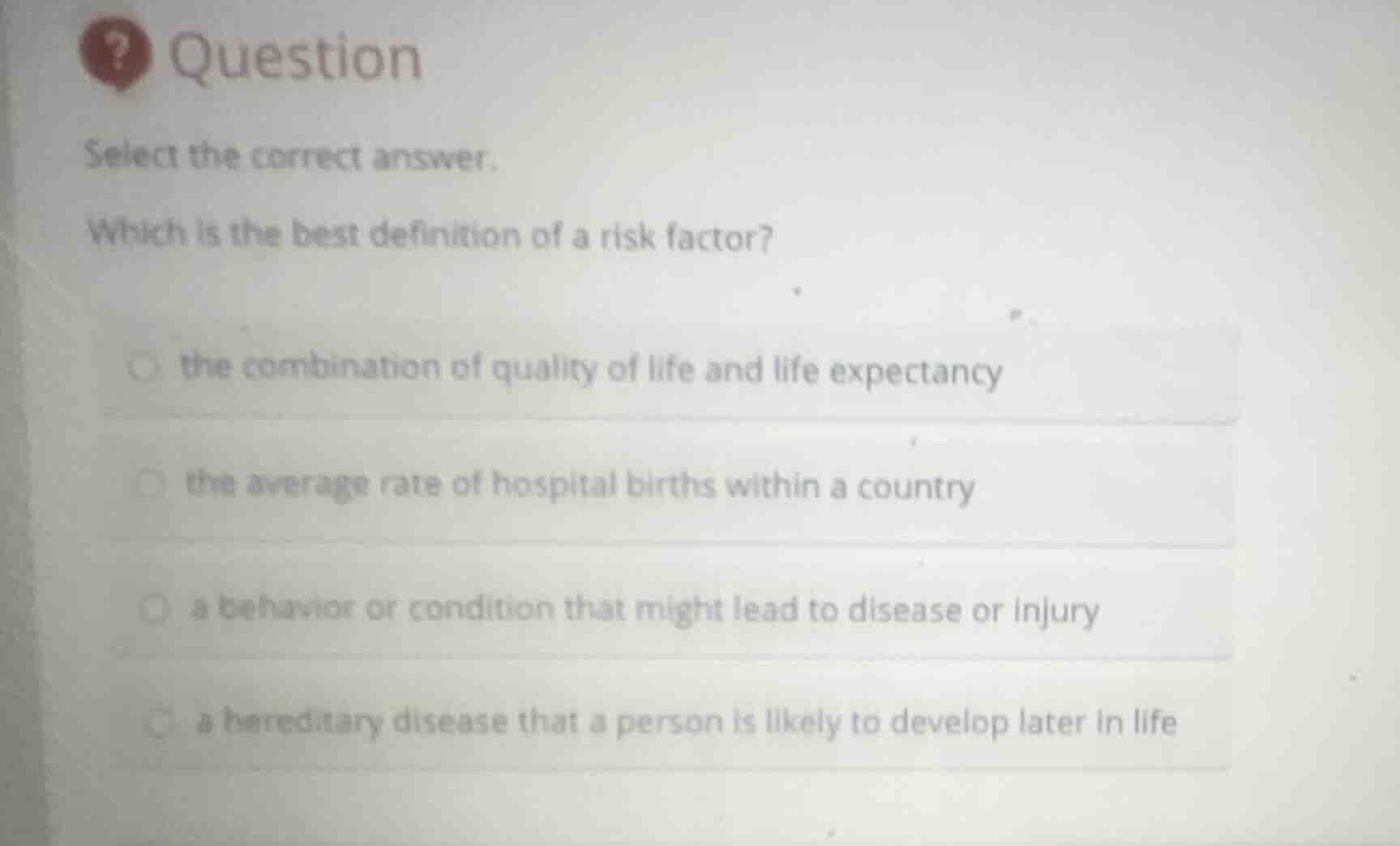 question select the correct answer. which is the best definition of a r…