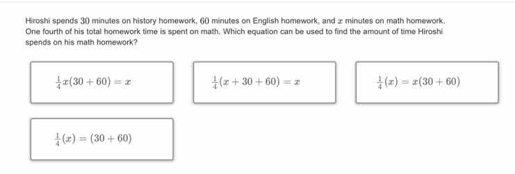 hiroshi spends 30 minutes on history homework, 60 minutes on english ho…