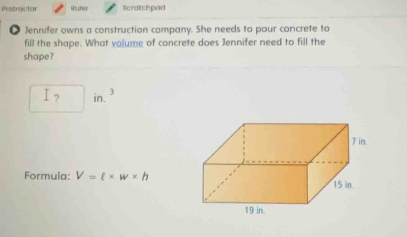 jennifer owns a construction company. she needs to pour concrete to fil…