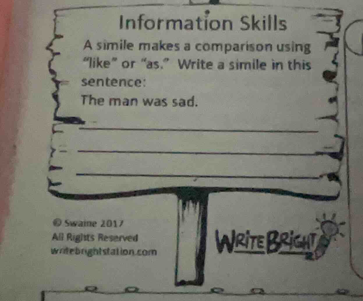 information skills a simile makes a comparison using \like\ or \as.\ wr…