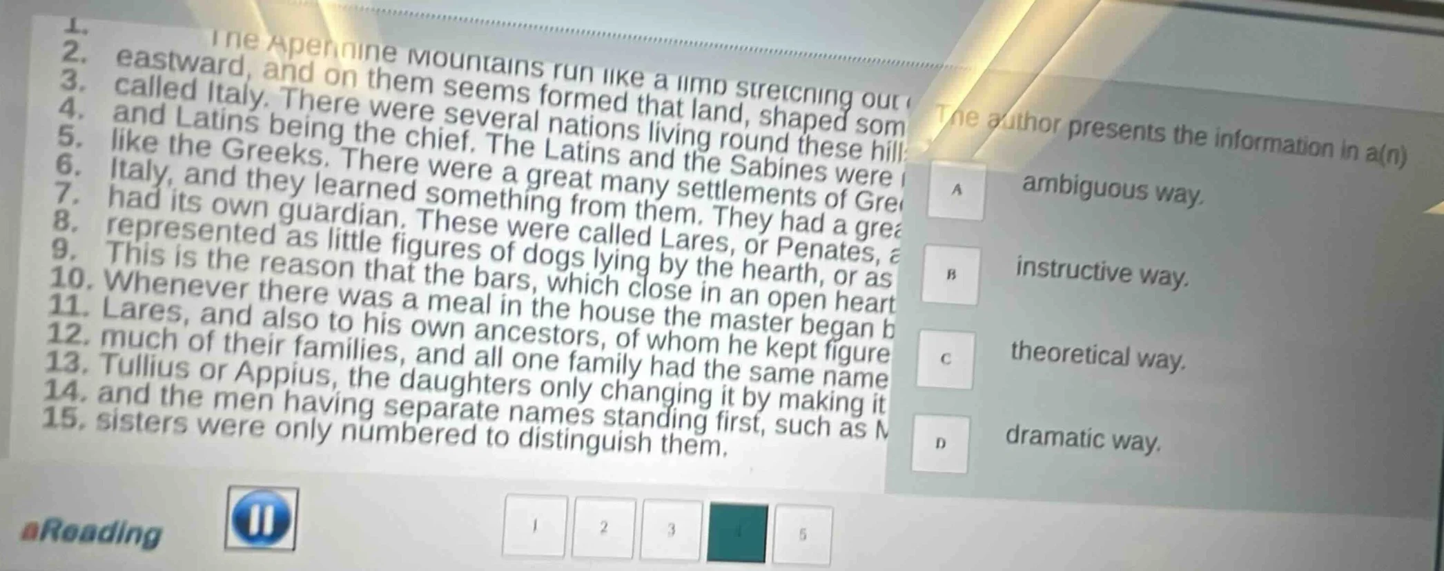 1. the apennine mountains run like a limp stretching out eastward, and …