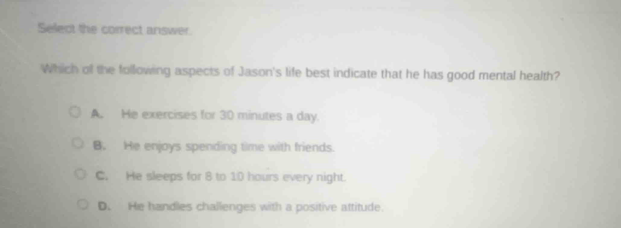 select the correct answer. which of the following aspects of jason’s li…