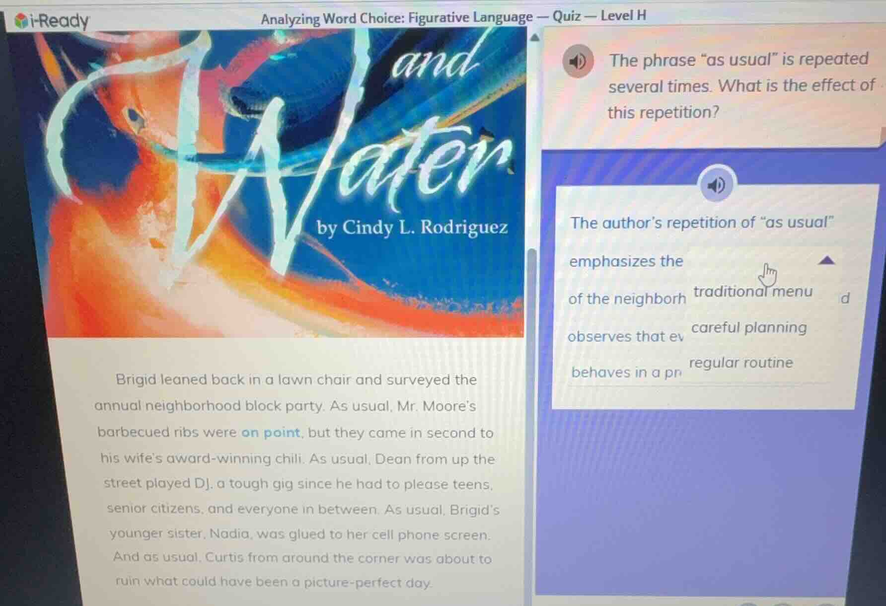i-ready analyzing word choice: figurative language — quiz — level h and…