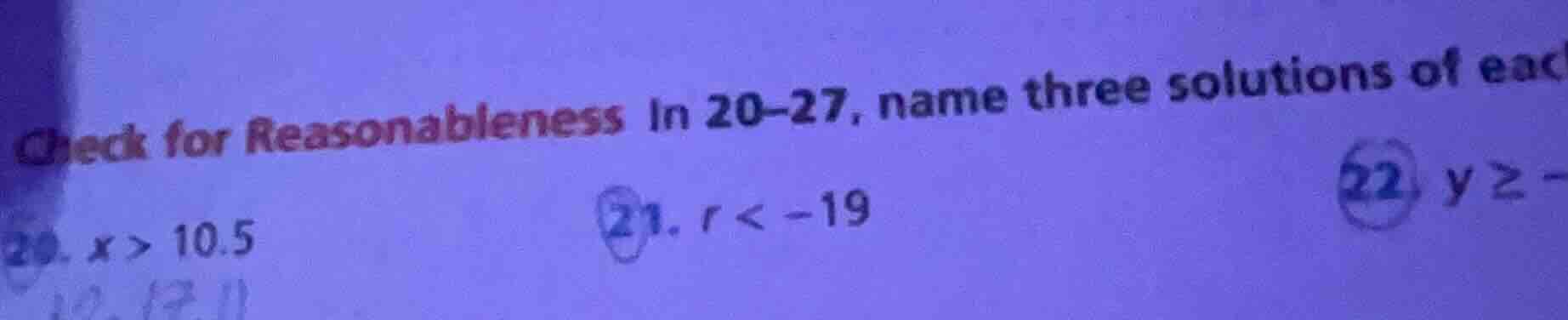 check for reasonableness in 20–27, name three solutions of each 20. ( x…
