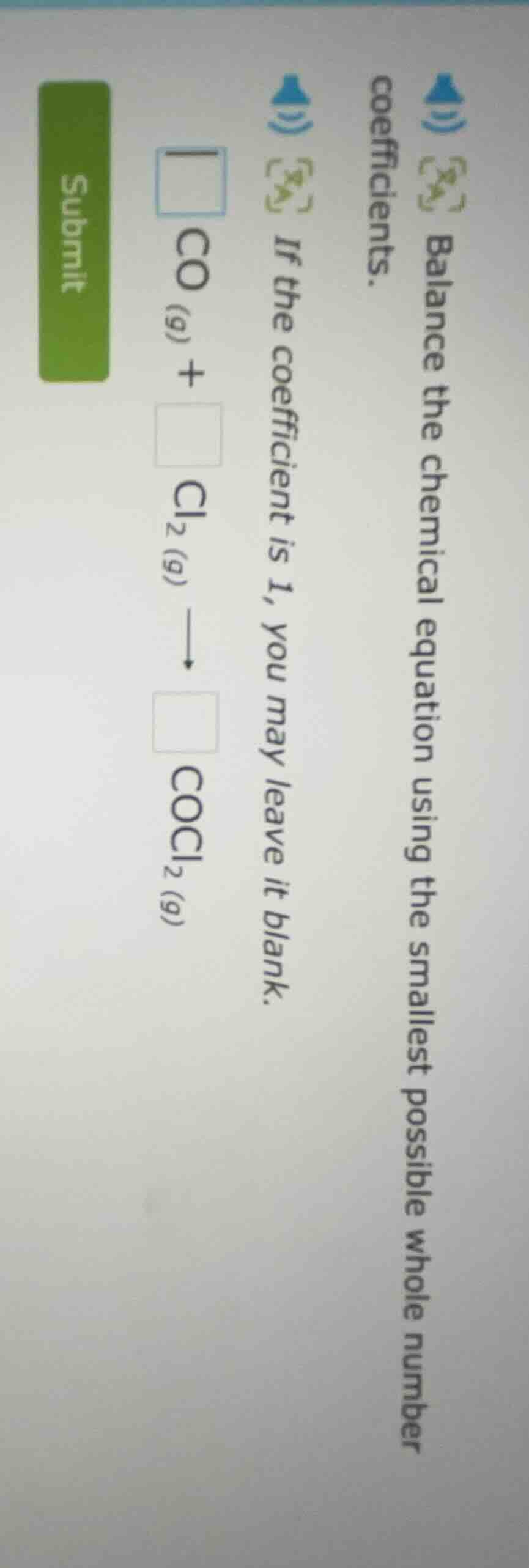 balance the chemical equation using the smallest possible whole number …