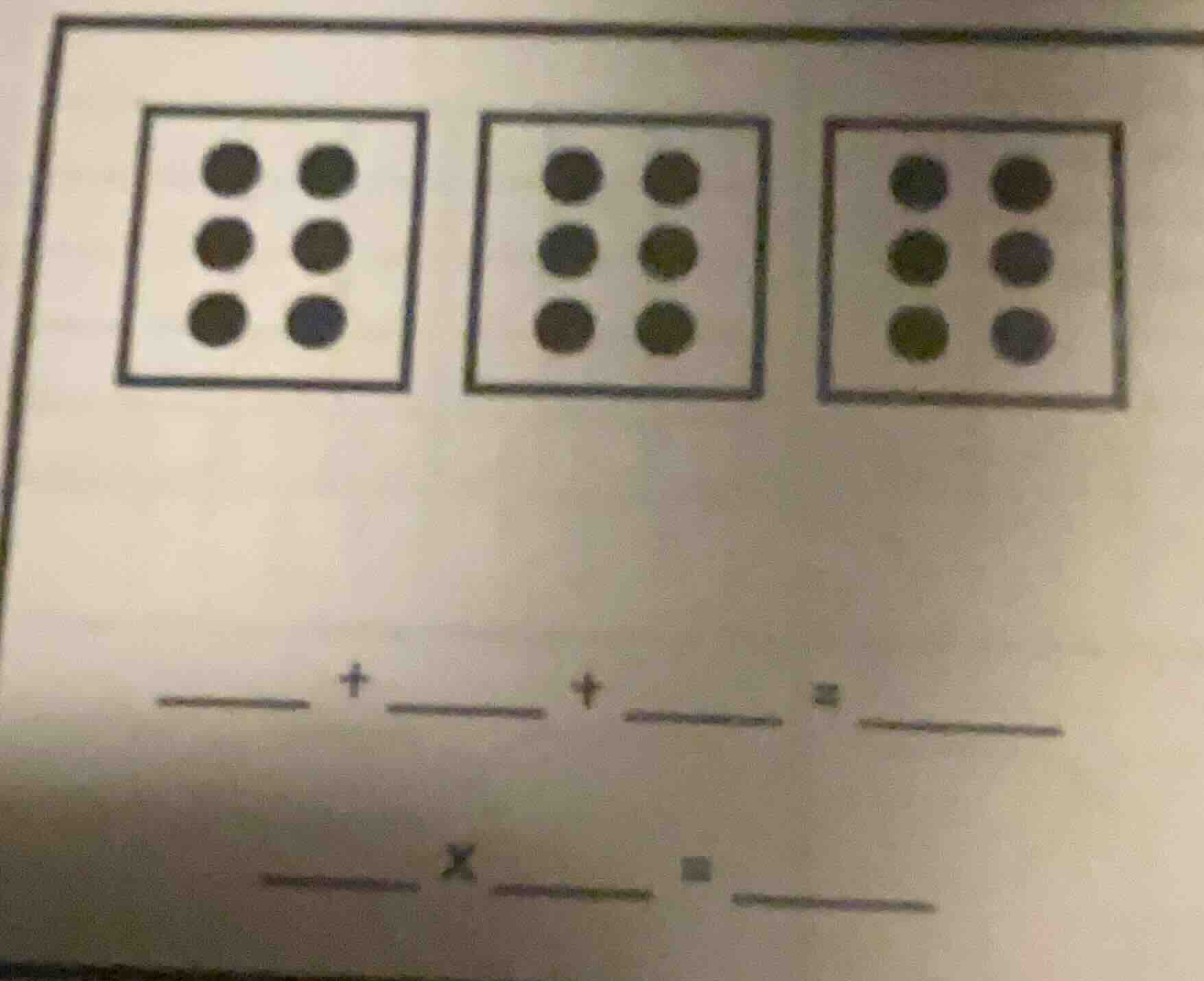 three squares with dots, first square has 6 dots, second square has 6 d…