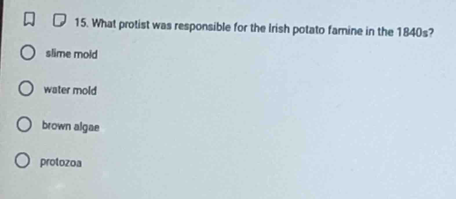 15. what protist was responsible for the irish potato famine in the 184…