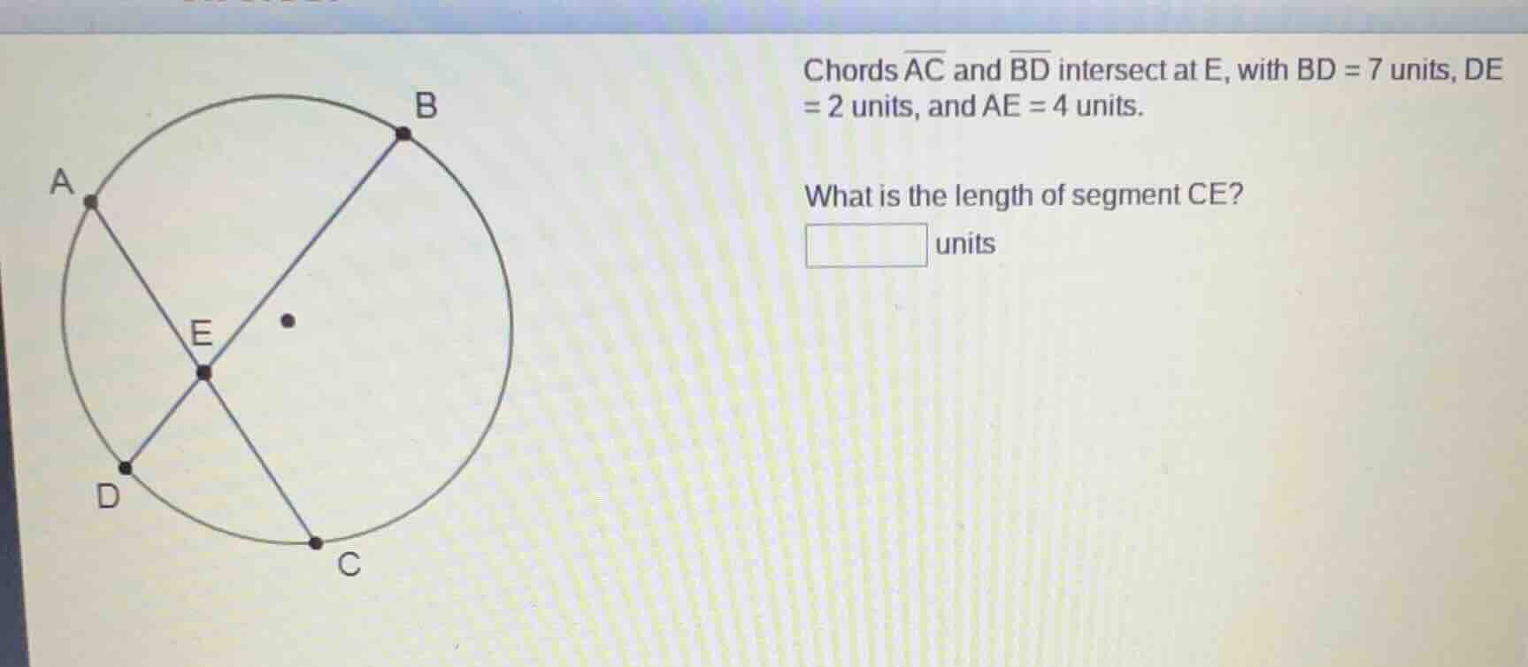 chords \\(\\overarc{ac}\\) and \\(\\overarc{bd}\\) intersect at e, with…