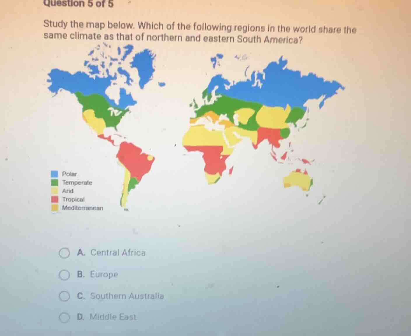 question 5 of 5 study the map below. which of the following regions in …