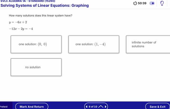 svlc algebra 1a - standard (15260) solving systems of linear equations:…