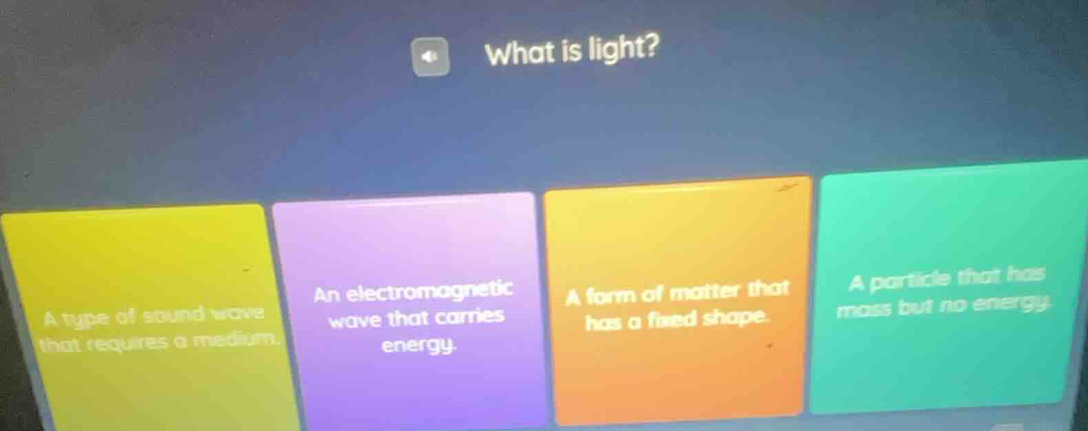 what is light? a type of sound wave that requires a medium. an electrom…