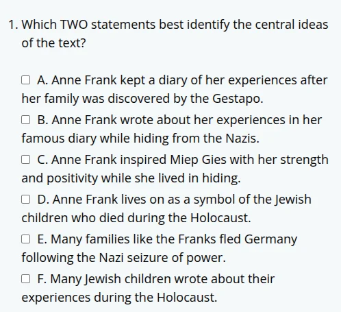 1. which two statements best identify the central ideas of the text? a.…