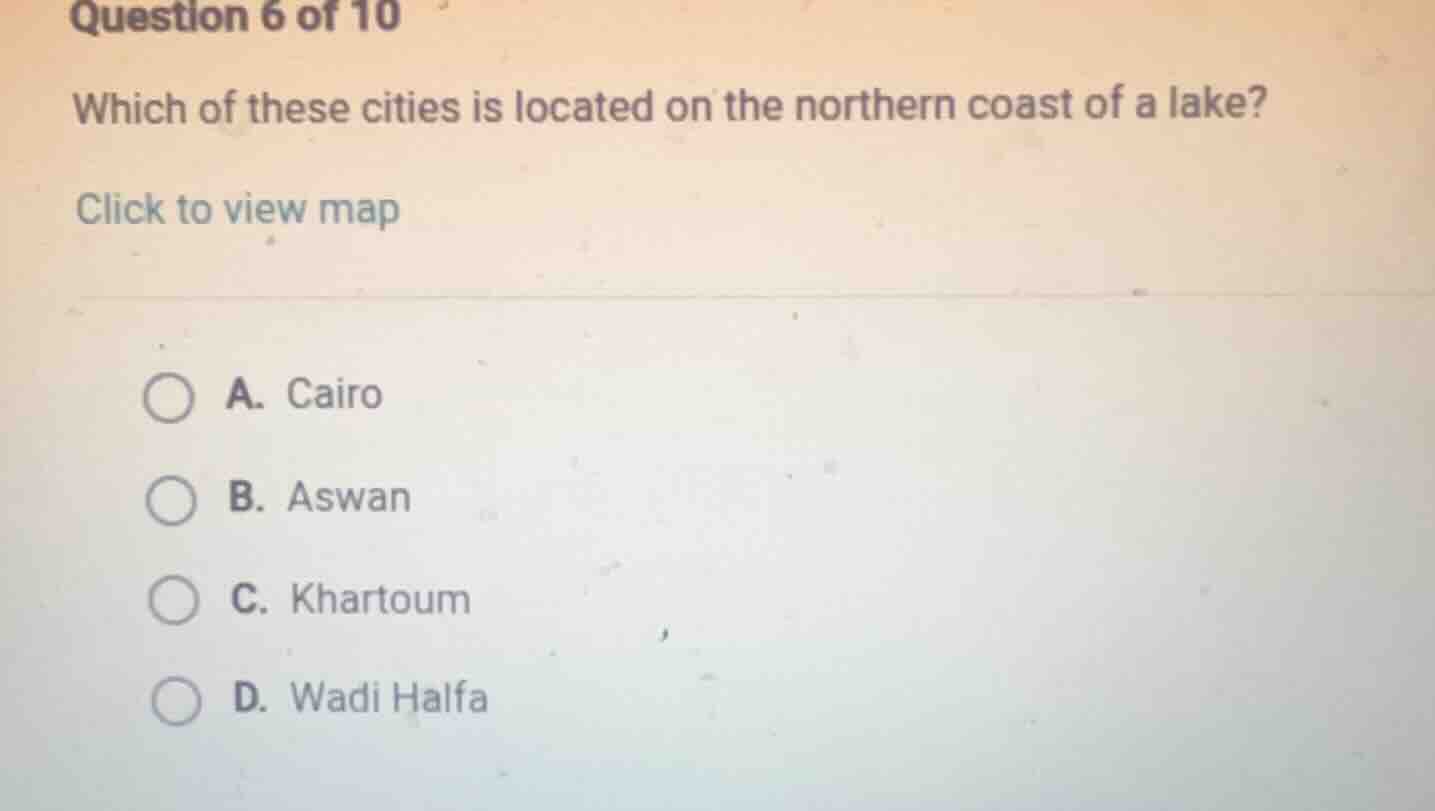 question 6 of 10 which of these cities is located on the northern coast…