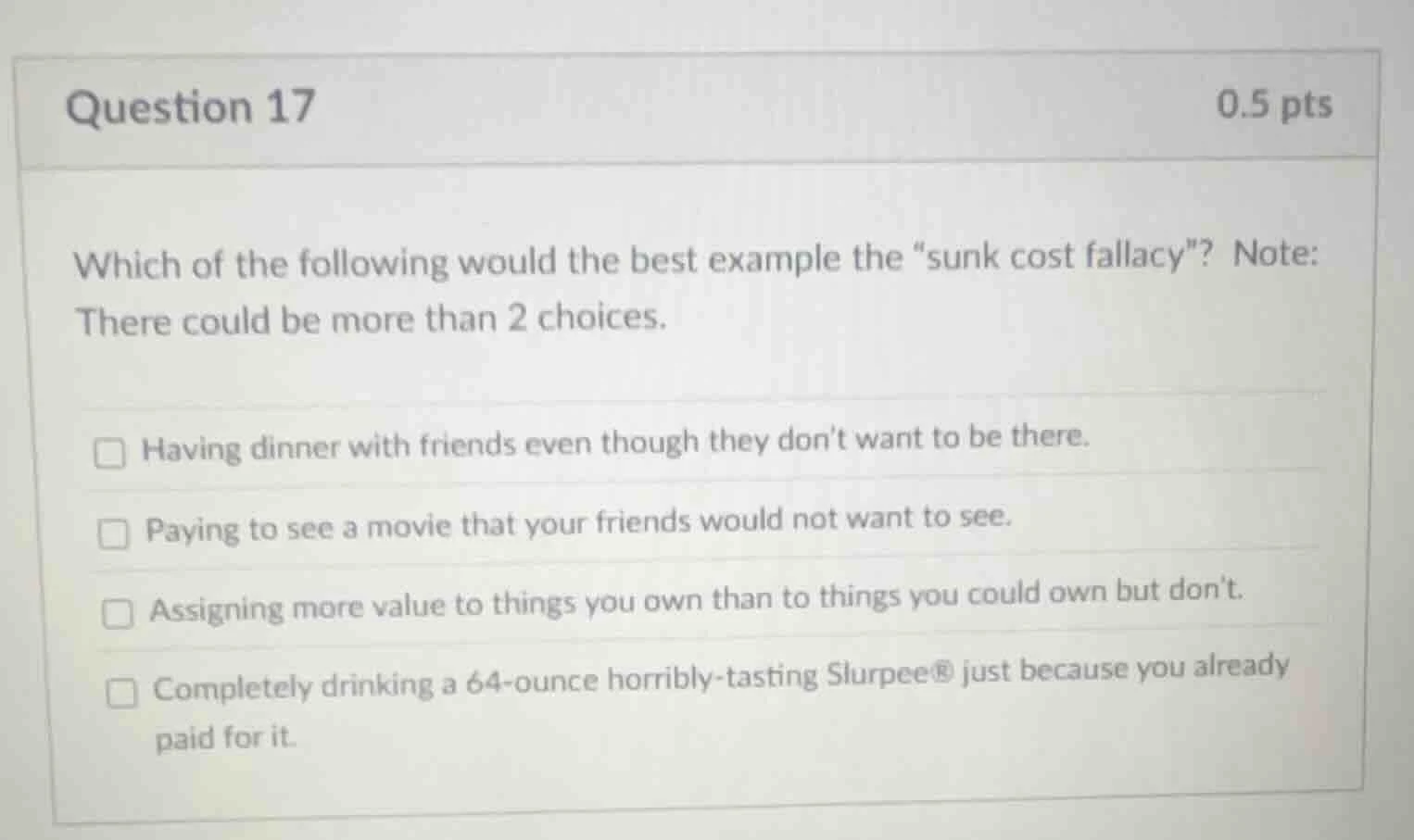 question 17 0.5 pts which of the following would the best example the \…