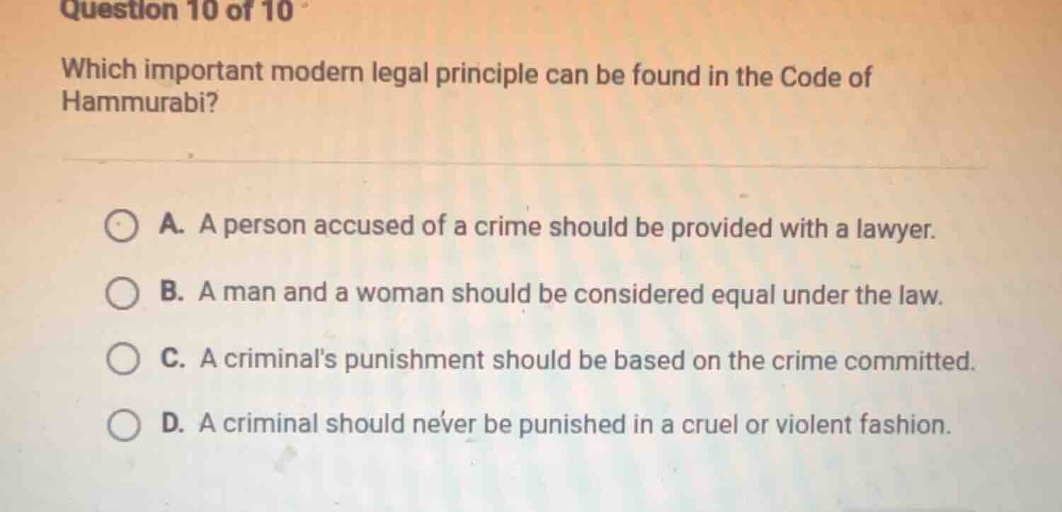 question 10 of 10 which important modern legal principle can be found i…
