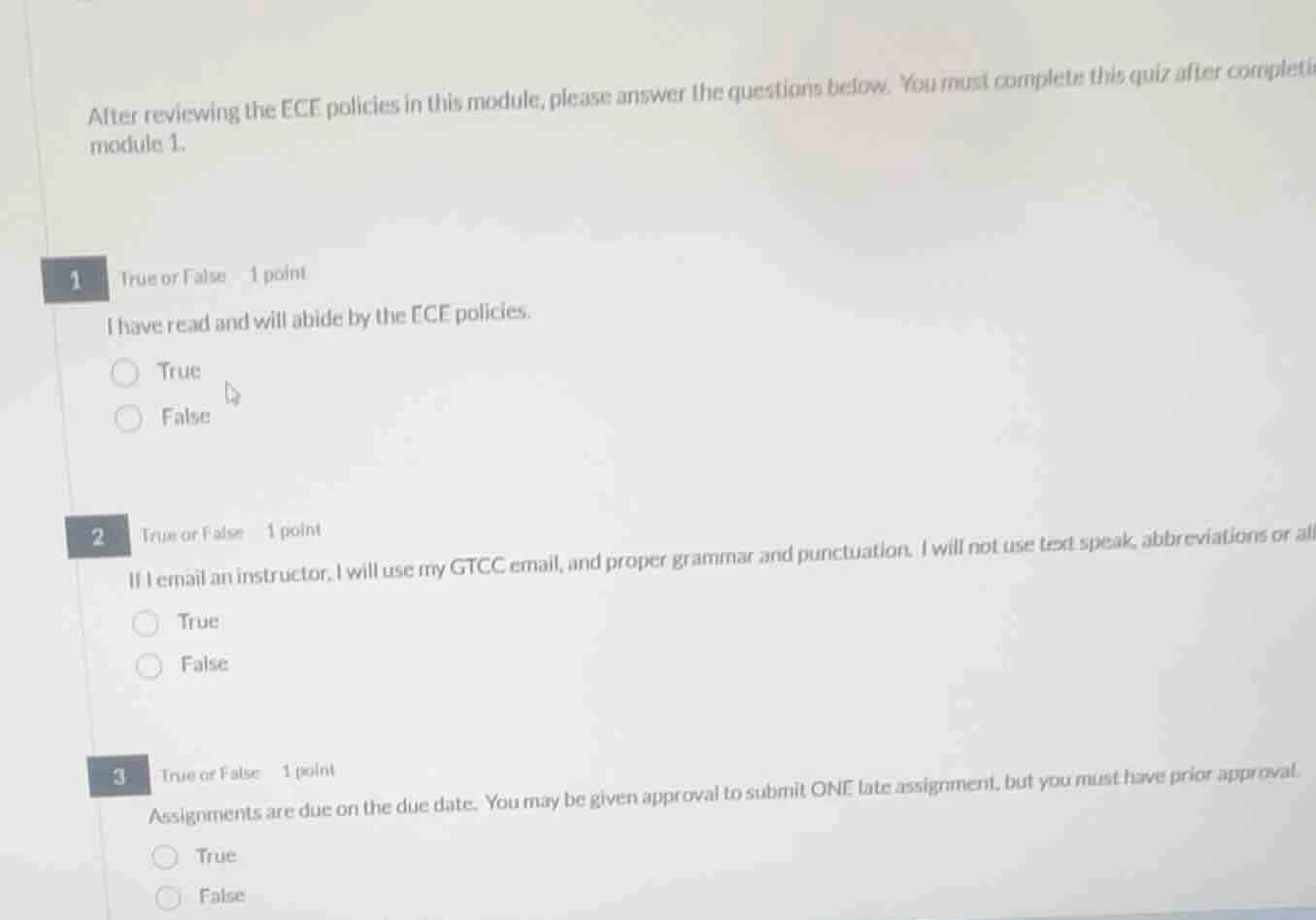 after reviewing the ece policies in this module, please answer the ques…