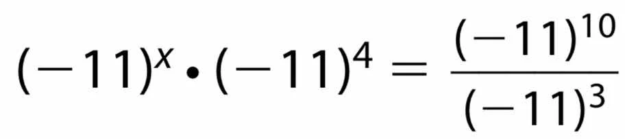 $(-11)^x\\cdot (-11)^4 = \\frac{(-11)^{10}}{(-11)^3}$